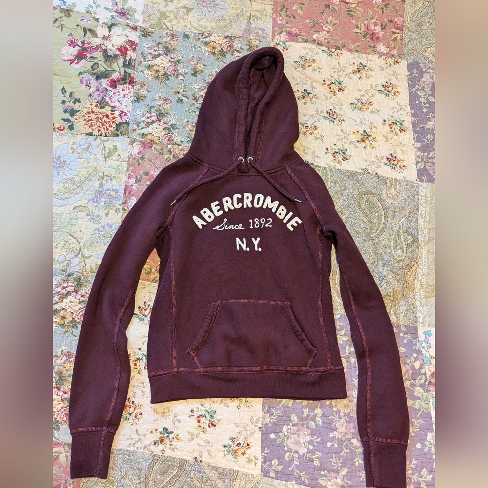 Abercrombie Kids Girls Size Medium Pullover Hoodie Maroon Logo Graphic